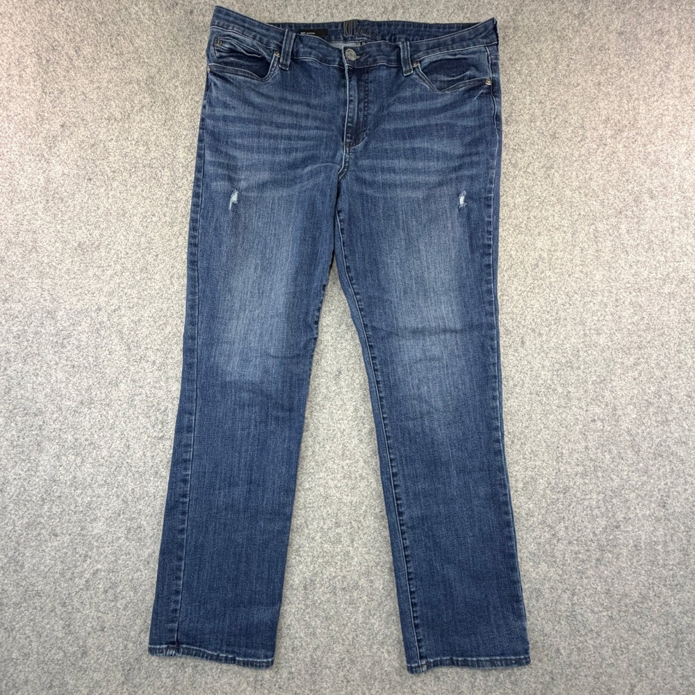 Kut from the Kloth Katy Boyfriend Jeans Medium Wash Distressed Size 16